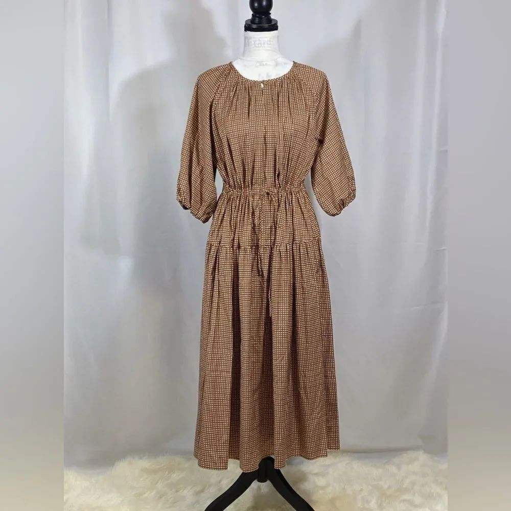 WEEKEND MAX MARA Lola Plaid Peasant Dress size 10 - Picture 4 of 12